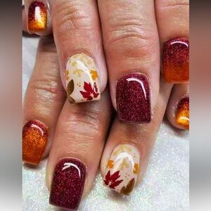 Autumn Vibes Glossy Cat Eye Press On Nail Kit NEW 🏷️